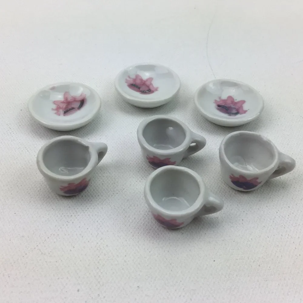 Fisher Price Playhouse Toys Ceramic Tea Party Cup Saucer Set Pretend Play